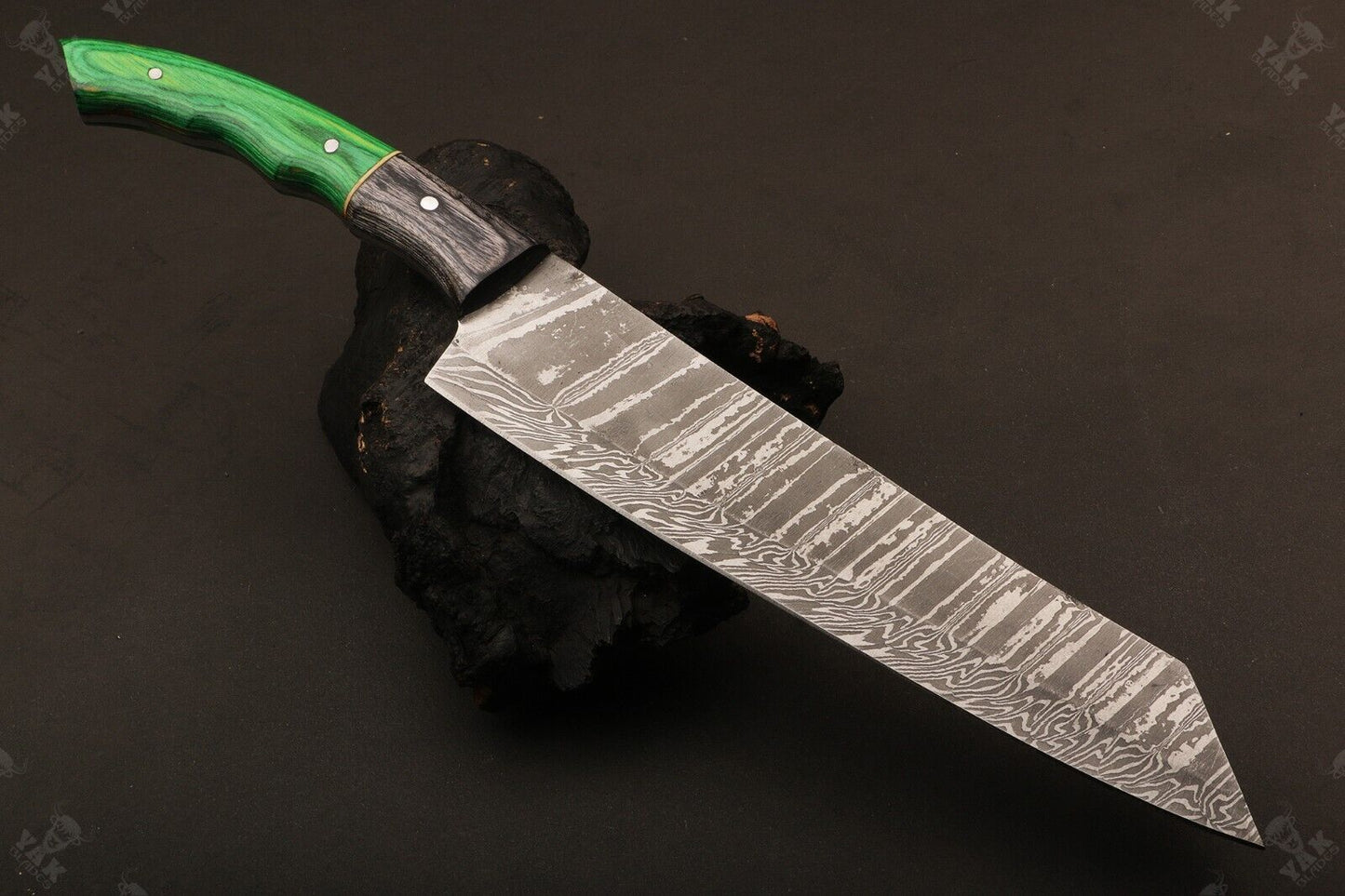 12" Custom Hand Forged Fire Damascus Steel Santoku Chef Knife for Kitchen