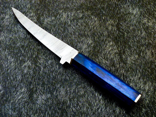 12" Handmade Damascus Steel Chef Knife – Custom Forged Kitchen Knife with Hardwood Handle and Brass Bolster