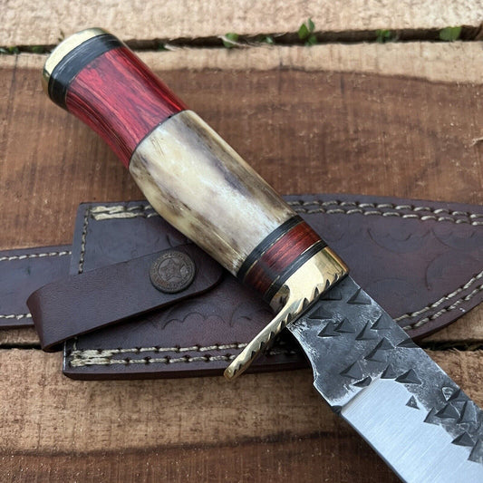 11 Inch Custom Handmade D2 Steel Bowie Knife with Brass Guard and Wood Handle