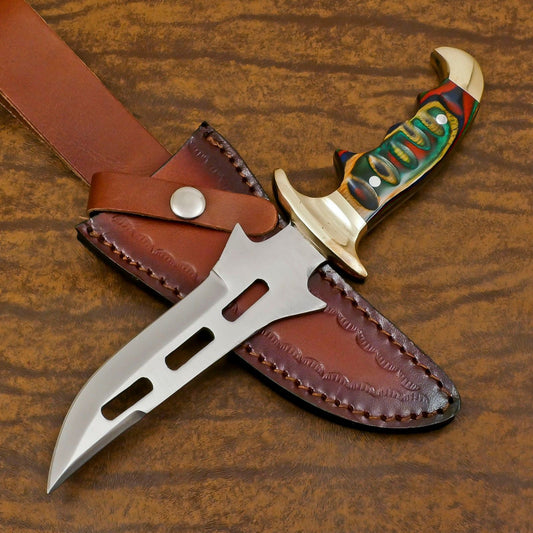 Handmade D2 Steel Full Tang Bowie Knife | 12" Hunting & Camping Blade