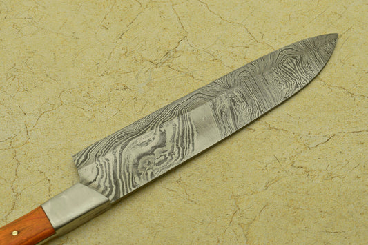 Custom Handmade Forged Damascus Steel Chef Kitchen Knife with Pakka Wood Handle – 11.75" Professional Cooking Knife
