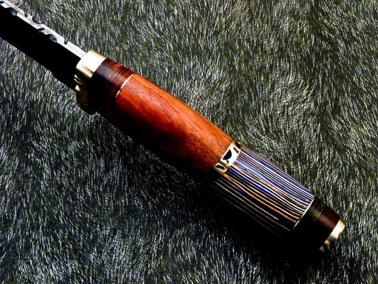 Authentic Hand Forged Damascus Hunting Knife 14.5" | Hard Wood Handle | Leather Sheath