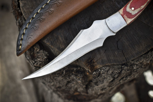 Steel Skinner Knife | Hardwood Handle & Steel Bolster | Hiking Knife