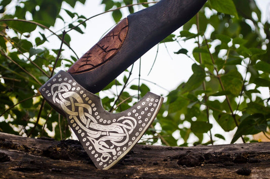 Custom Hand Forged Carbon Steel Viking Axe VALHALLA AXE Throwing Axe with Sheath