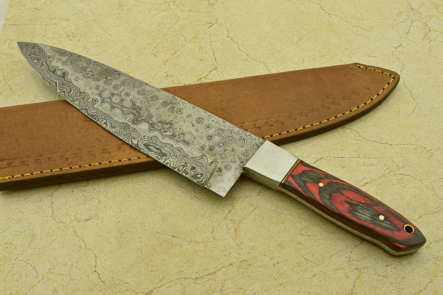DAMASCUS STEEL CHEF KITCHEN KNIFE WITH WOOD HANDLE