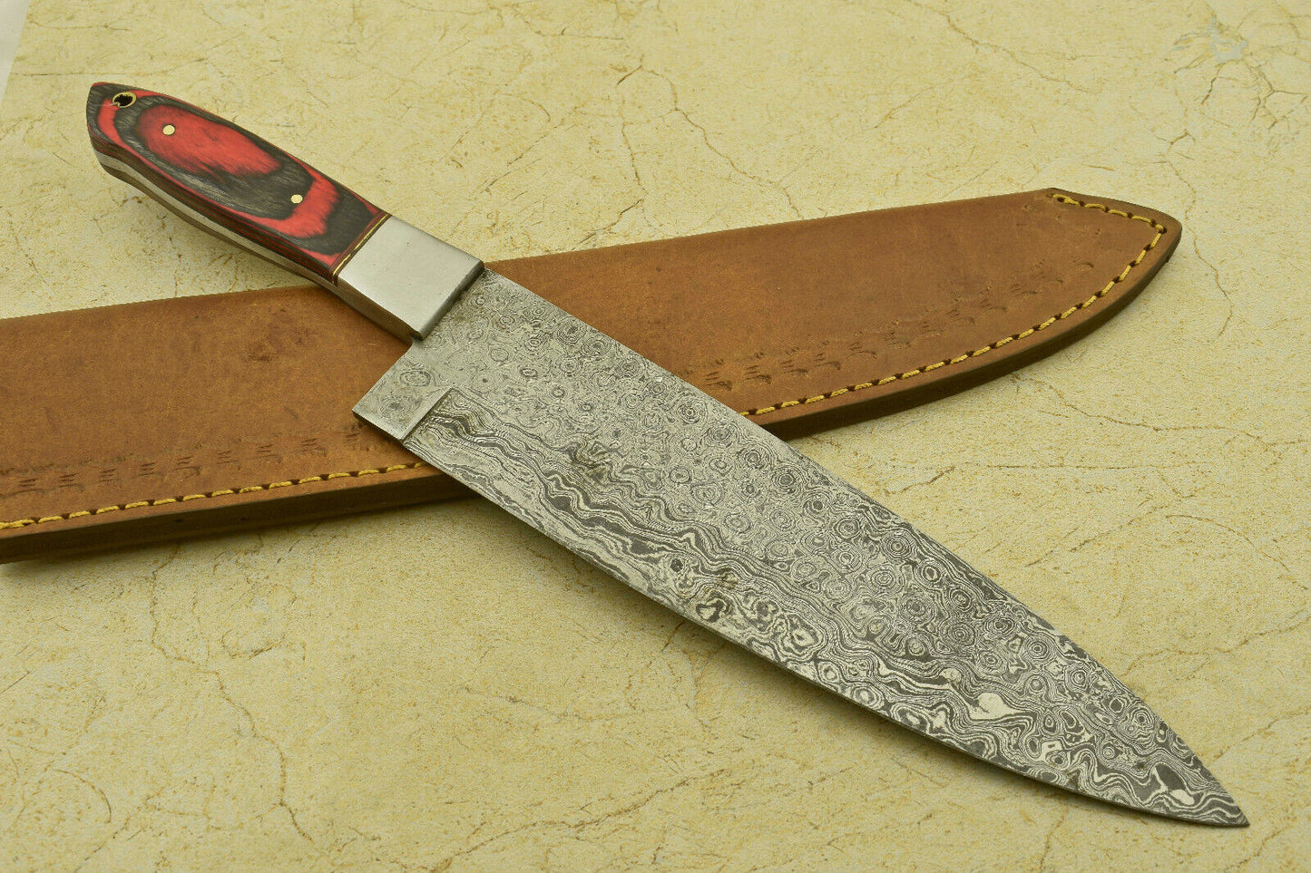 DAMASCUS STEEL CHEF KITCHEN KNIFE WITH WOOD HANDLE