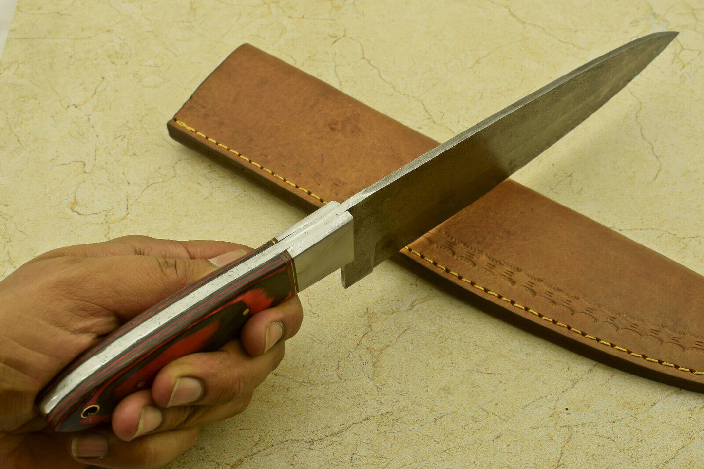 DAMASCUS STEEL CHEF KITCHEN KNIFE WITH WOOD HANDLE