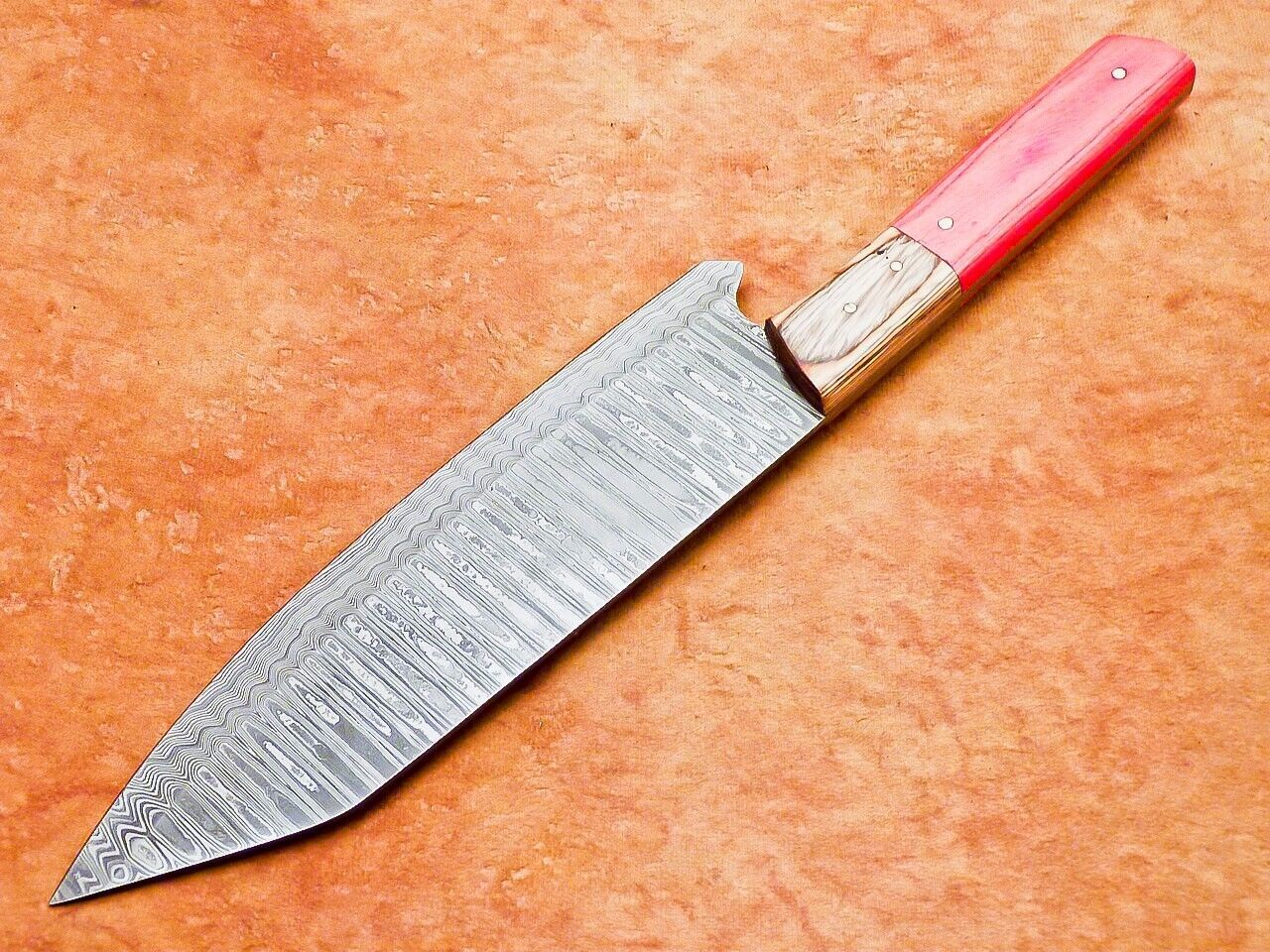 13" Professional Chef Kitchen Knife Damascus Blade Handmade Hardwood Handle