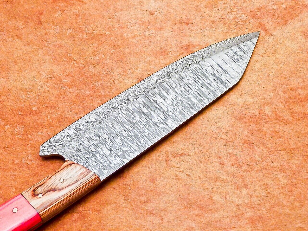 13" Professional Chef Kitchen Knife Damascus Blade Handmade Hardwood Handle