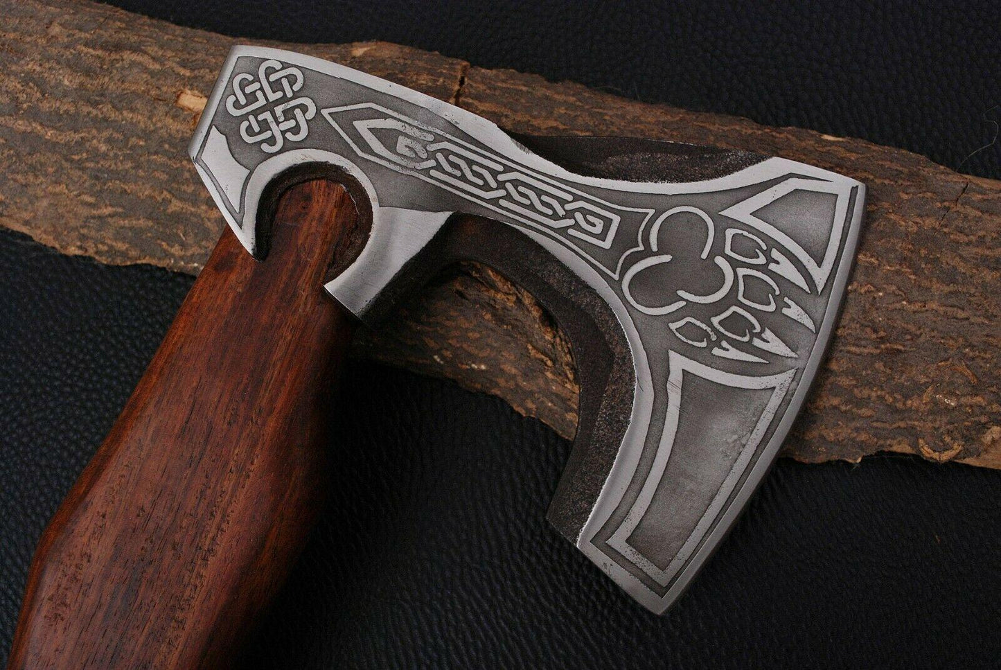 Custom Handmade Bearded Viking Axe – Forged Carbon Steel with Rosewood Handle
