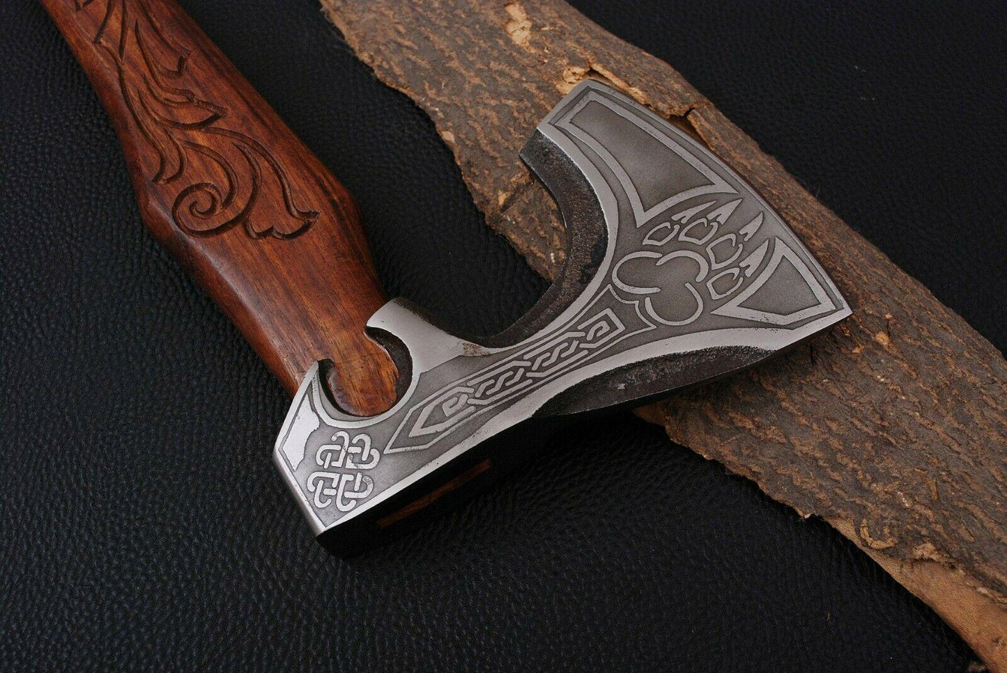 Custom Handmade Bearded Viking Axe – Forged Carbon Steel with Rosewood Handle