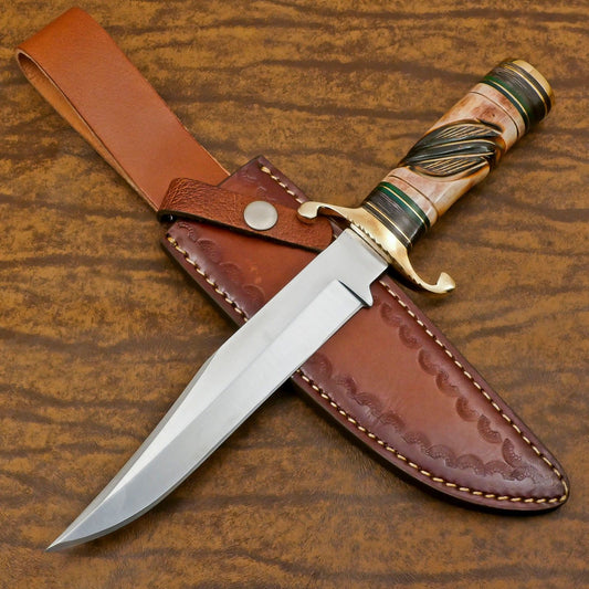 Handmade D2 Steel Bowie Knife | Hunting & Outdoor Fixed Blade 12"