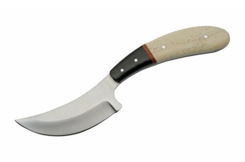 8" Full Tang Hunting Skinner Knife Stainless Steel White Bone & Buffalo Horn Handle with Leather Sheath