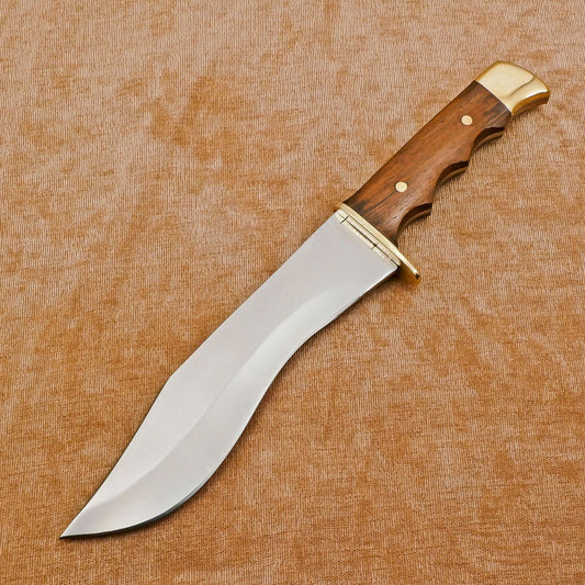 Handmade D2 Steel Full Tang Bowie Knife – 12-Inch Hunting Blade with Brass Guard