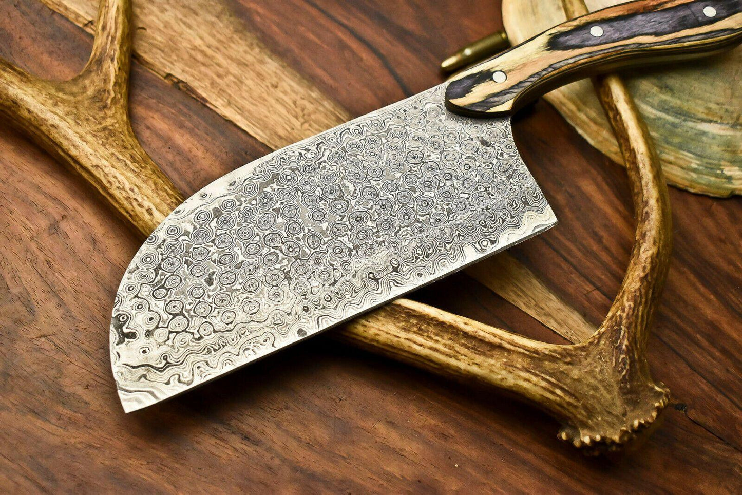 Handmade Damascus Steel Full Tang Chef Chopper Knife | 12" Kitchen Knife with Hardwood Handle
