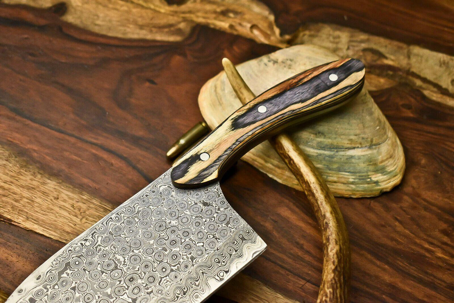 Handmade Damascus Steel Full Tang Chef Chopper Knife | 12" Kitchen Knife with Hardwood Handle