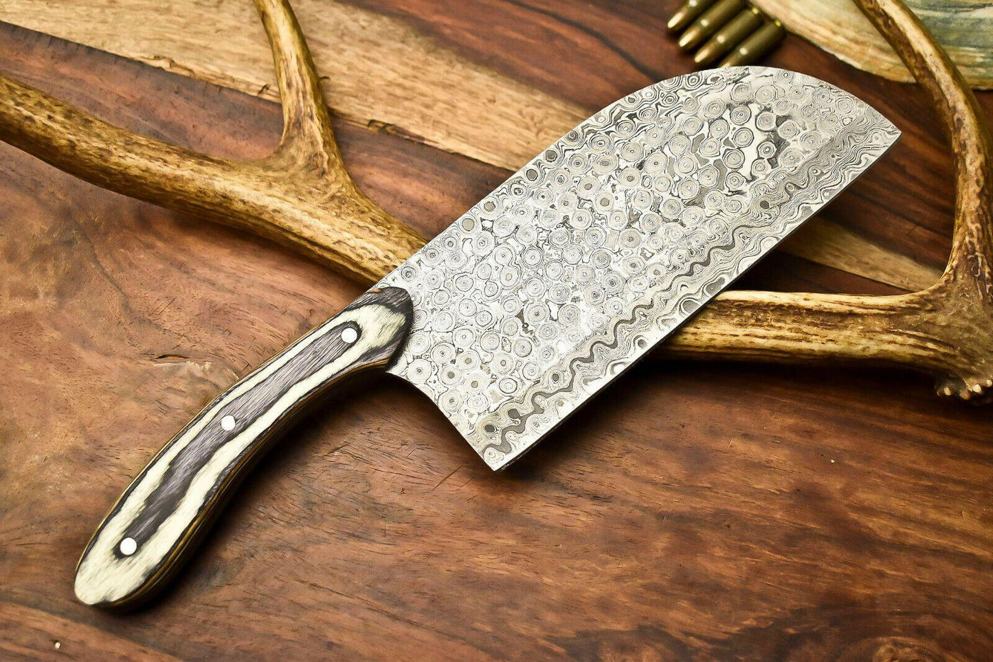 Handmade Damascus Steel Full Tang Chef Chopper Knife | 12" Kitchen Knife with Hardwood Handle