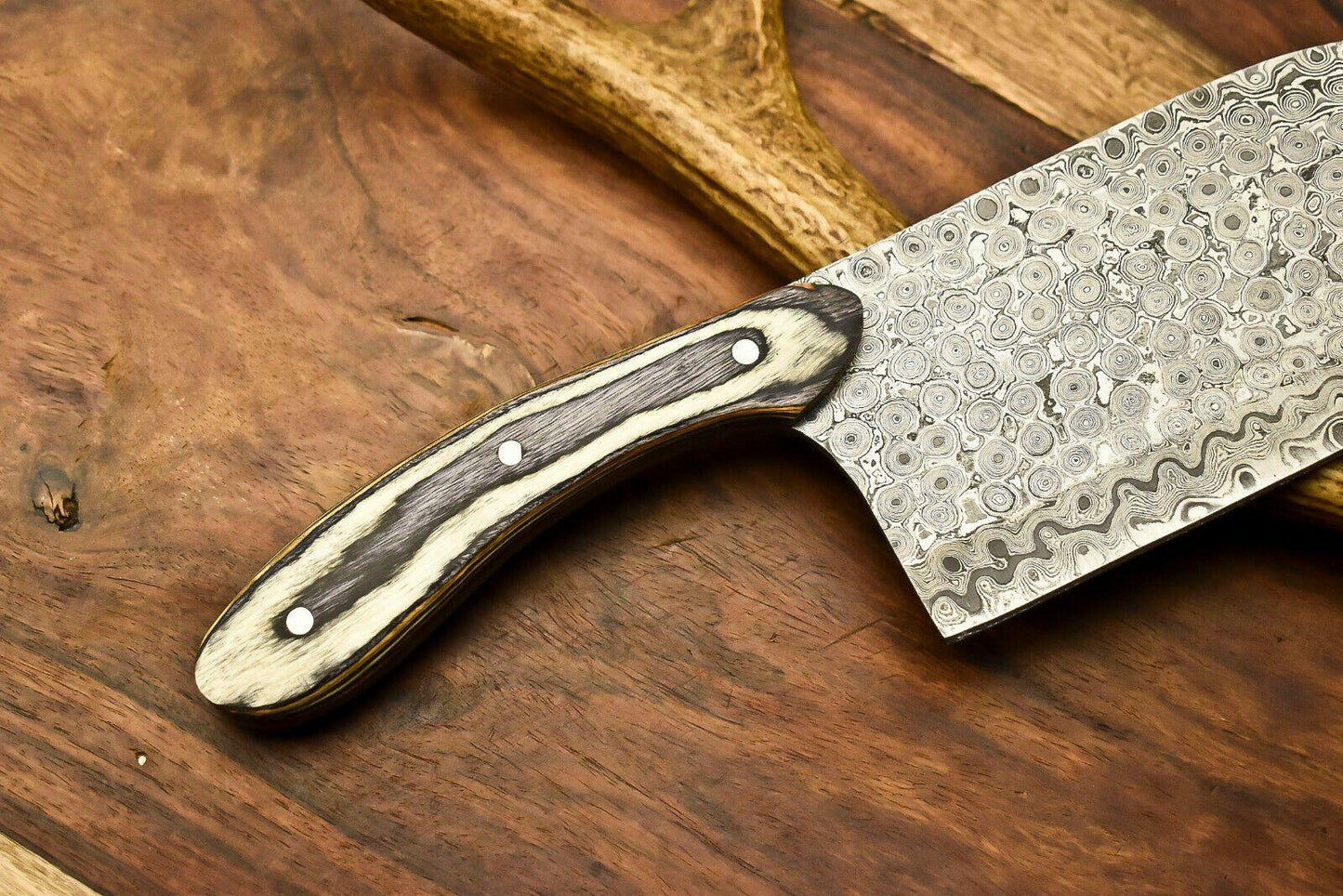 Handmade Damascus Steel Full Tang Chef Chopper Knife | 12" Kitchen Knife with Hardwood Handle