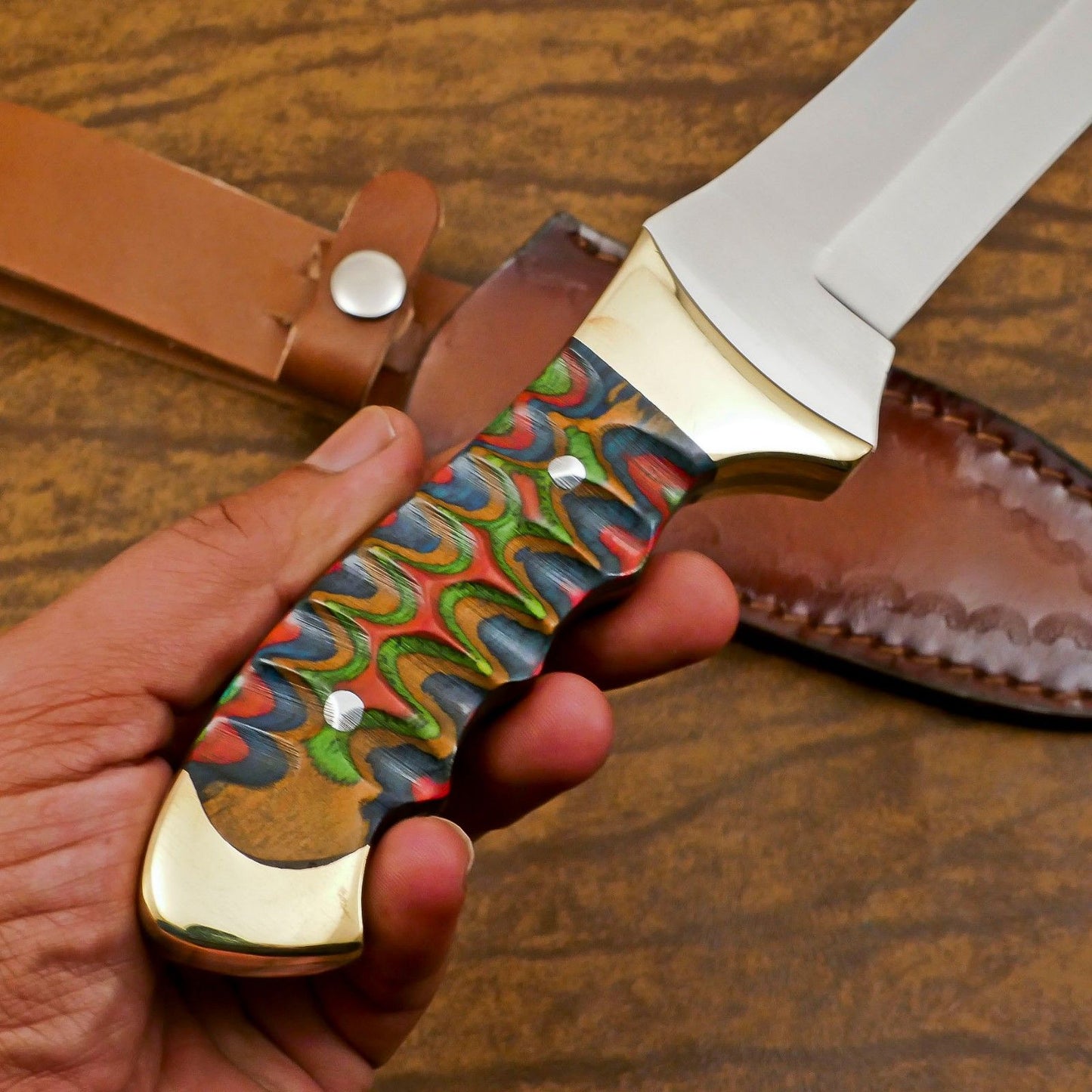 Handmade 12-Inch D2 Steel Full Tang Bowie Hunting & Sport Knife