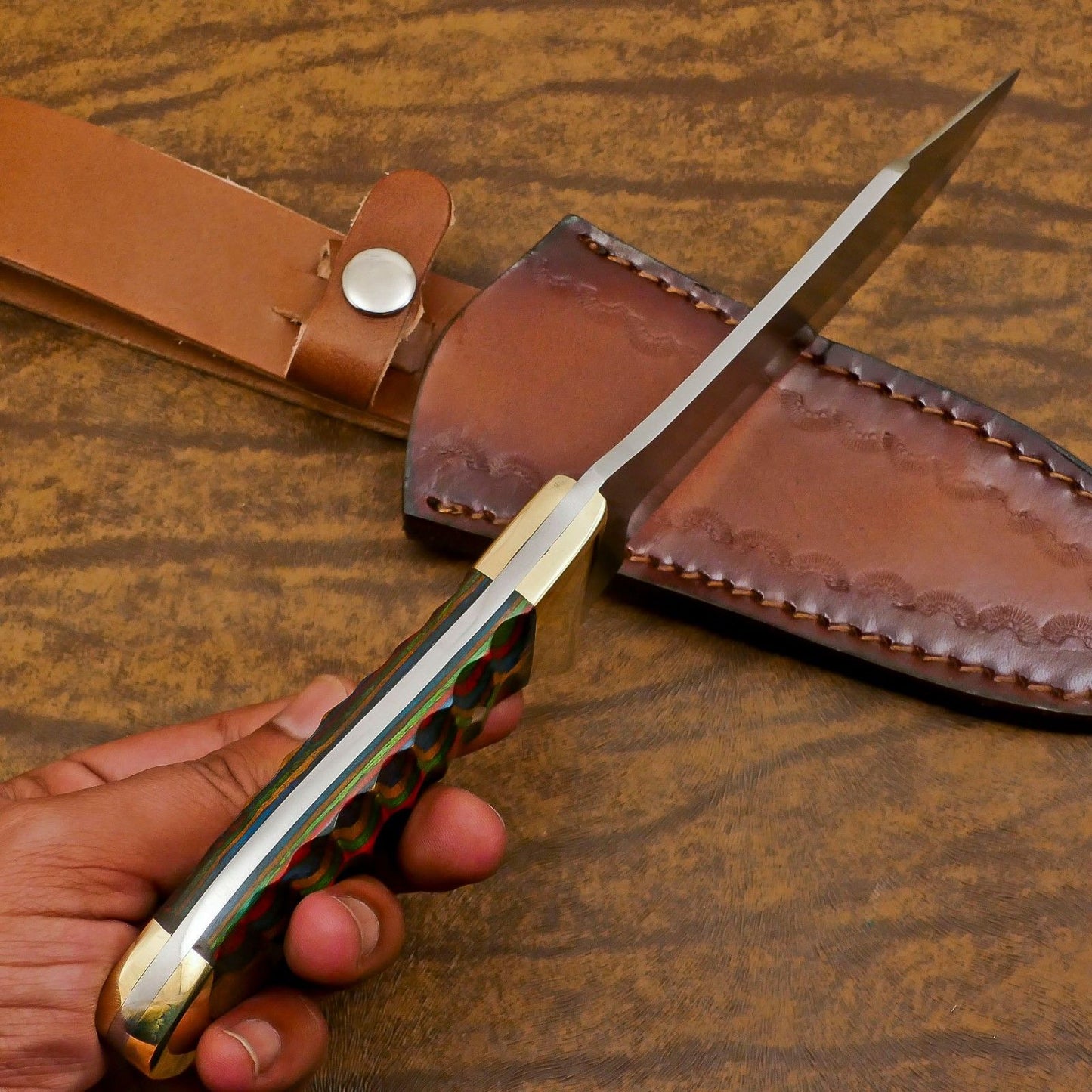 Handmade 12-Inch D2 Steel Full Tang Bowie Hunting & Sport Knife