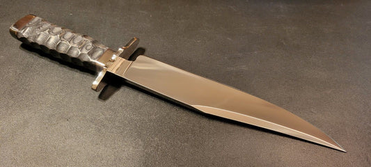 12 Inch Rare Custom D2 Tool Steel Bowie Knife with Exotic Wood Handle & Leather Sheath