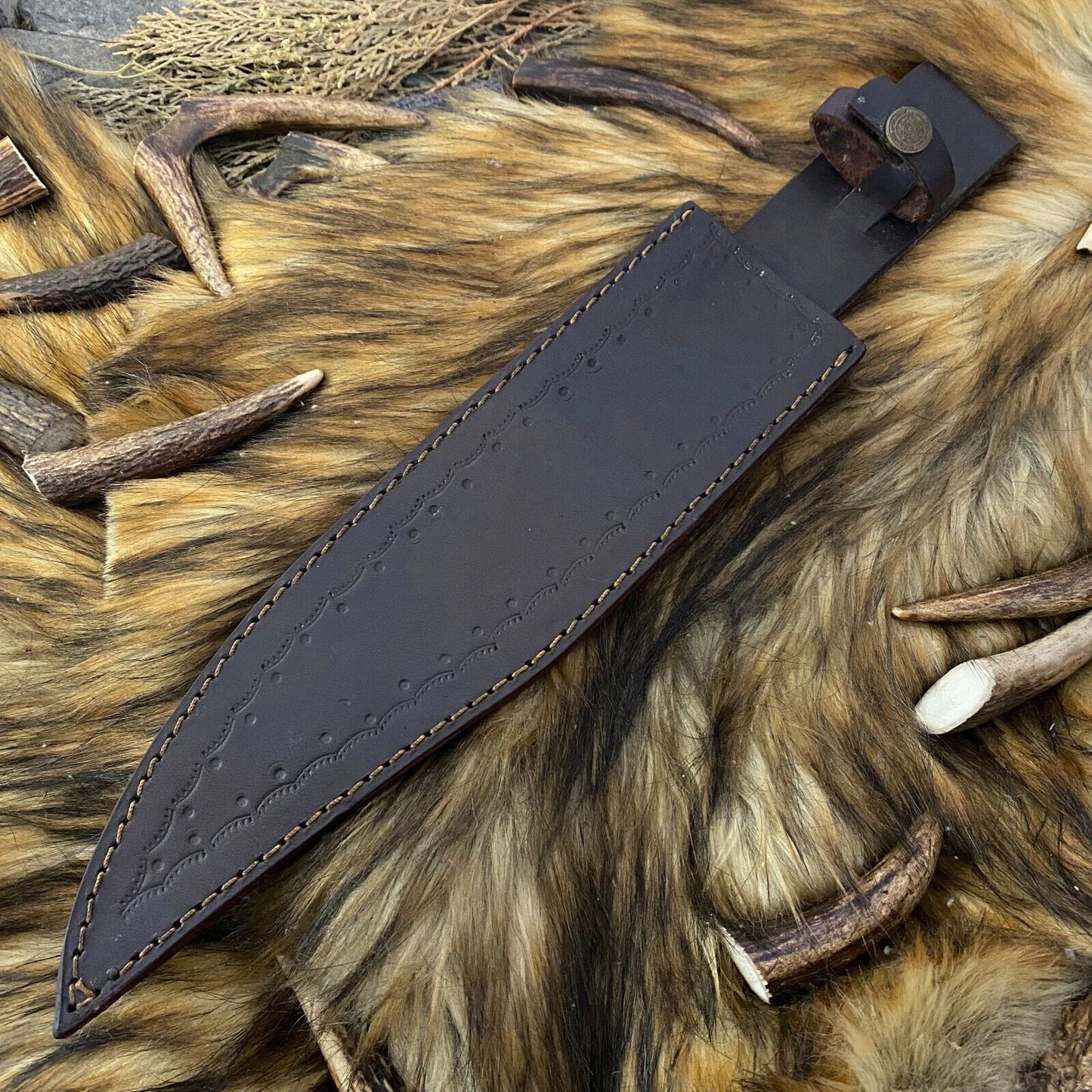 Heritage Forge Full Tang Damascus Steel Bowie Knife Rosewood Handle Hunting Blade