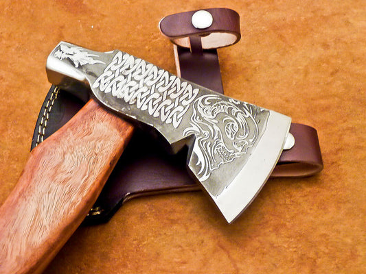 Hand Forged Carbon Steel Viking Bearded Hatchet Tomahawk Axe 18 Inch with Natural Wood Handle