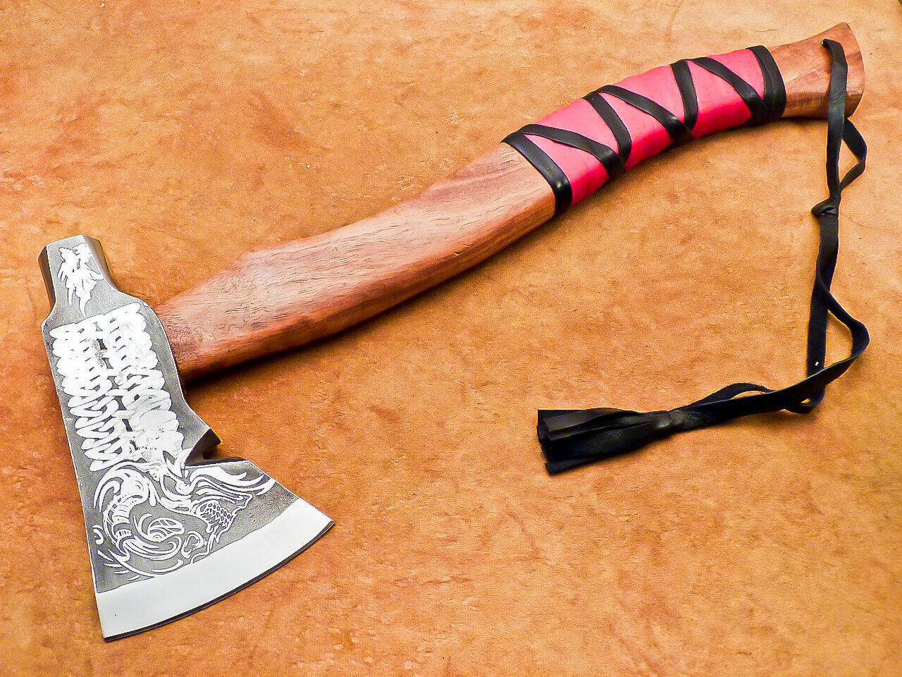 Hand Forged Carbon Steel Viking Bearded Hatchet Tomahawk Axe 18 Inch with Natural Wood Handle