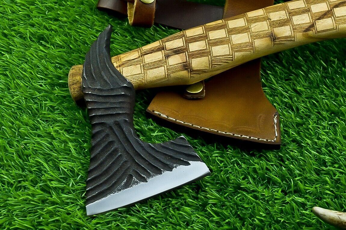 Handmade Viking Axe – Carbon Steel Tomahawk Hatchet with Olive Wood Handle