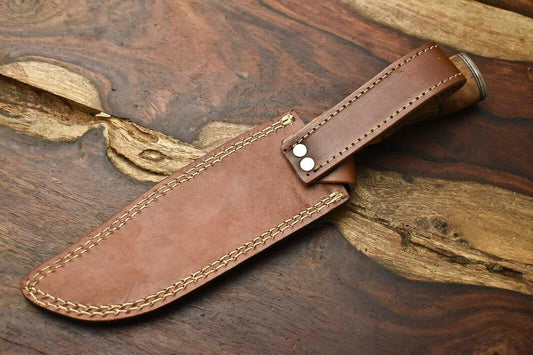 12" Handmade Damascus Bowie Knife – Hardwood Handle & 384-Layer Blade