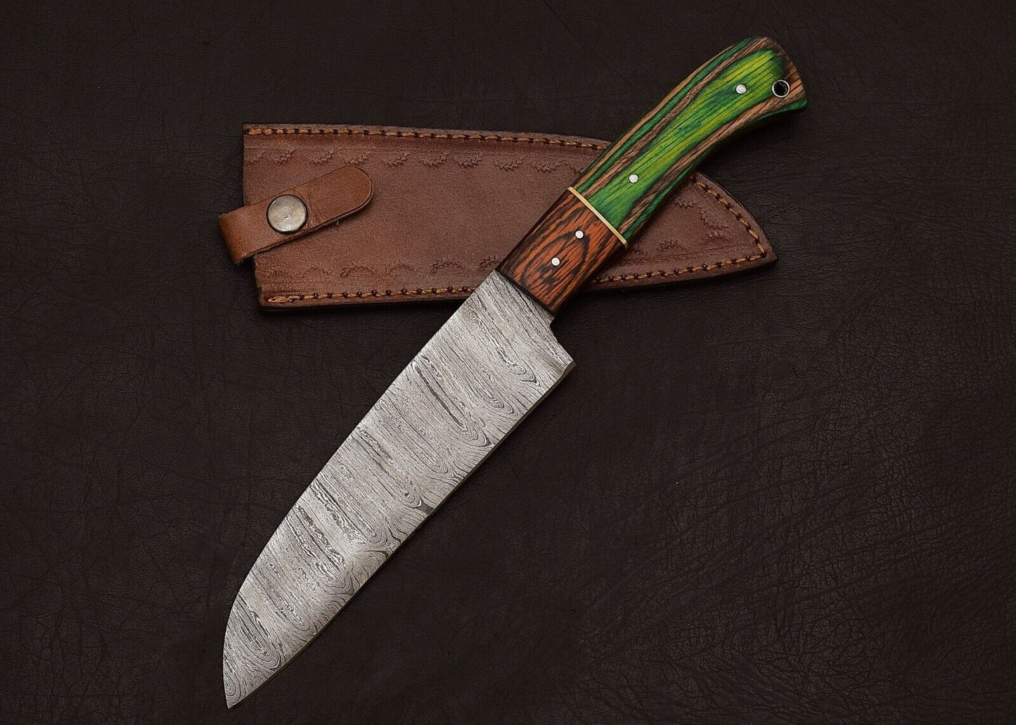 Handmade Damascus Steel 12" Chef Knife | Outdoor Hunting & Kitchen Knife with Pakka Wood Handle