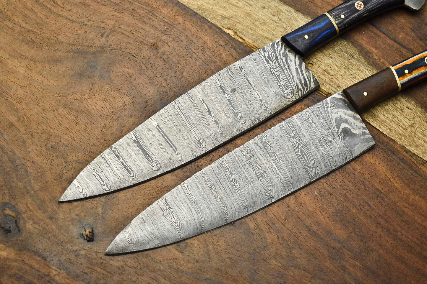 Lot of 2 Cutlery Salvation Handmade Damascus Steel Blade Chef Set Knife