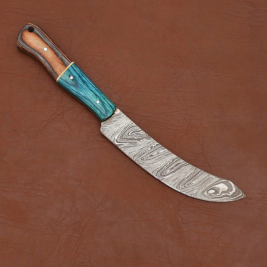 Custom Damascus Steel Fillet & Chef Knife – Handmade with Pakka Wood Grip