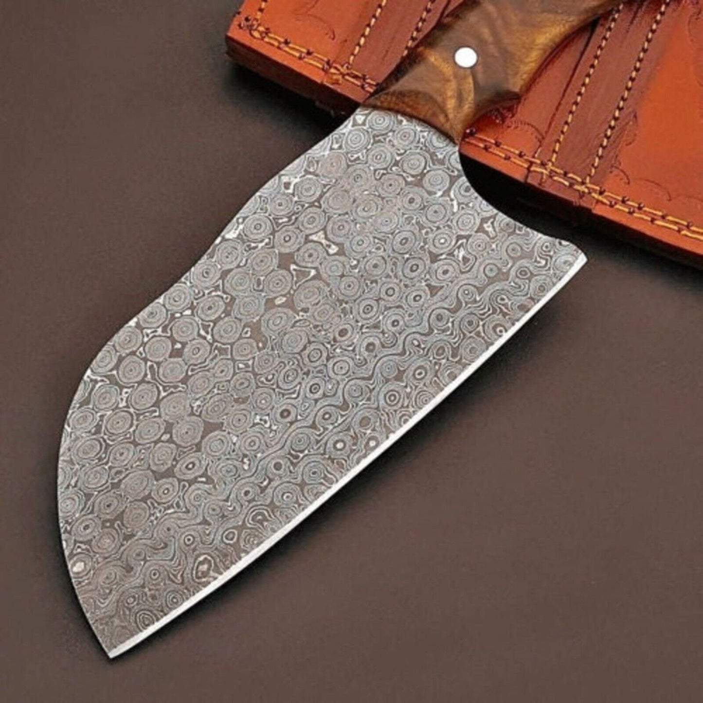 Handmade Damascus Cleaver Knife – Razor-Sharp Serbian Chef’s Butcher Knife