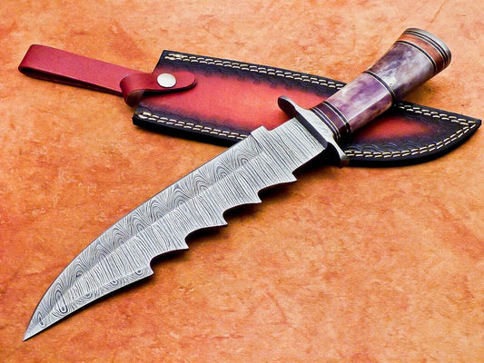 Heritage Forge 14 Inch Damascus Steel Bowie Knife with Resin Handle