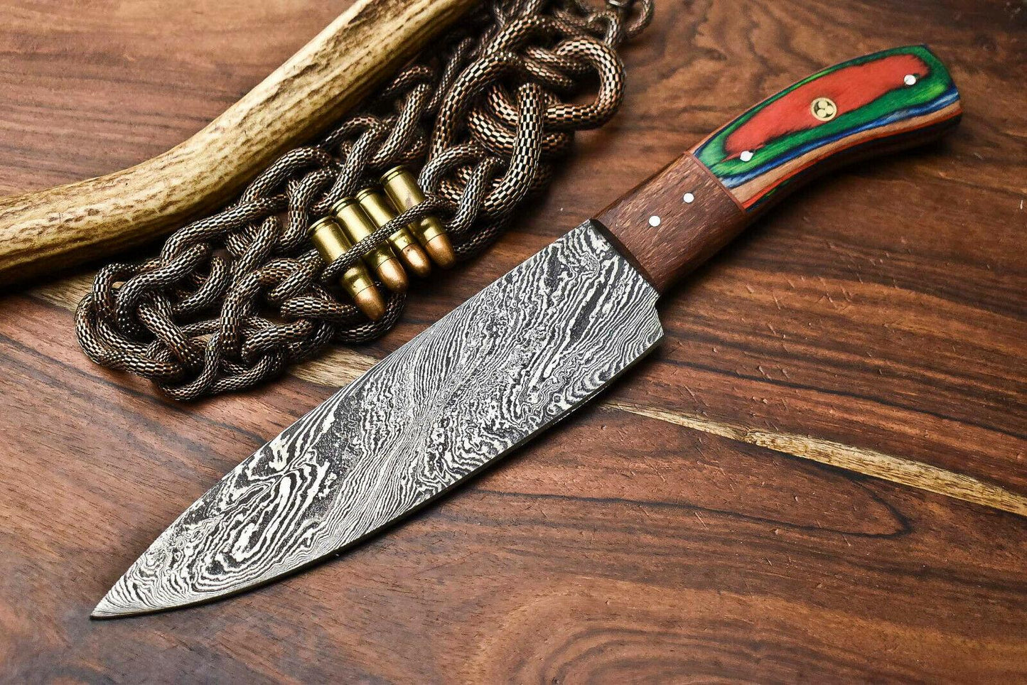 Hand Made Damascus Steel Blade Chef Kitchen Full Tang Knife | Handmade Premium Knive