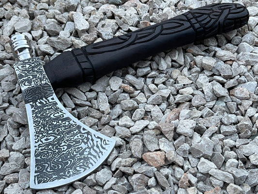 Handmade Carbon Steel Viking Axe 12.5 Inch Ash Wood Handle
