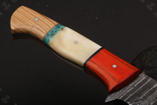 16" Hand Forged Fire Damascus Steel Brisket & Chef Knife – Custom Handmade knive