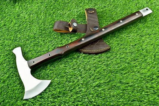 Handmade D2 Steel Viking Axe – TOMAHAWK, Hatchet, Integral Bearded Axe with Micarta Handle