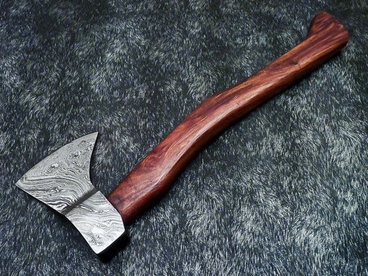 Custom Hand Forged Damascus Viking Bearded Axe Tomahawk Camping Hatchet with Leather Sheath