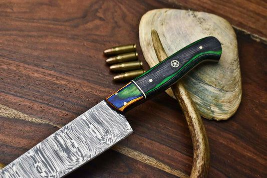 Custom Damascus Steel Chef Knife – Full Tang Kitchen Blade