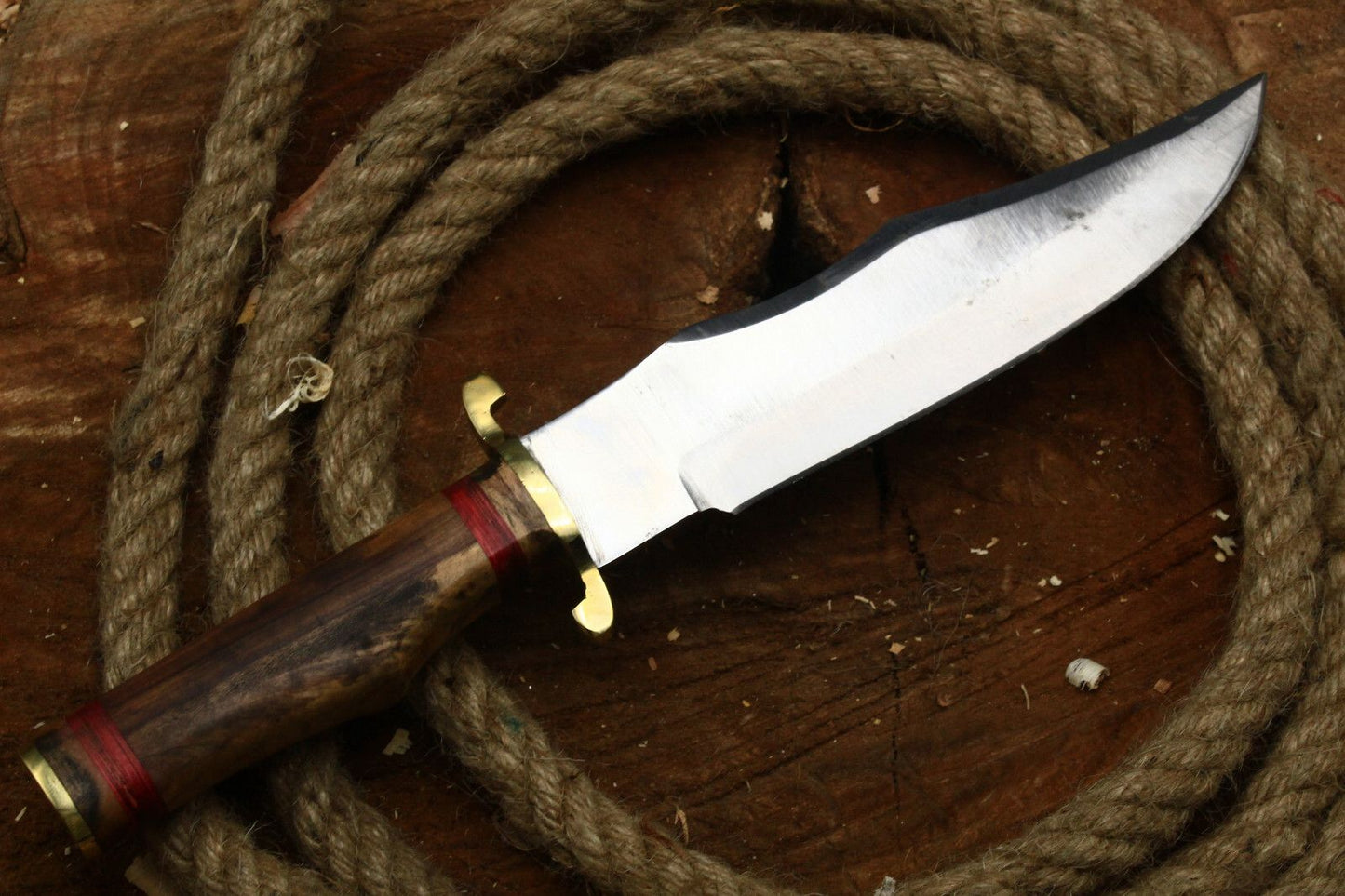 10" Handmade D2 Steel Skinner Knife | Walnut Wood Handle Full Tang Hunting EDC with Sheath