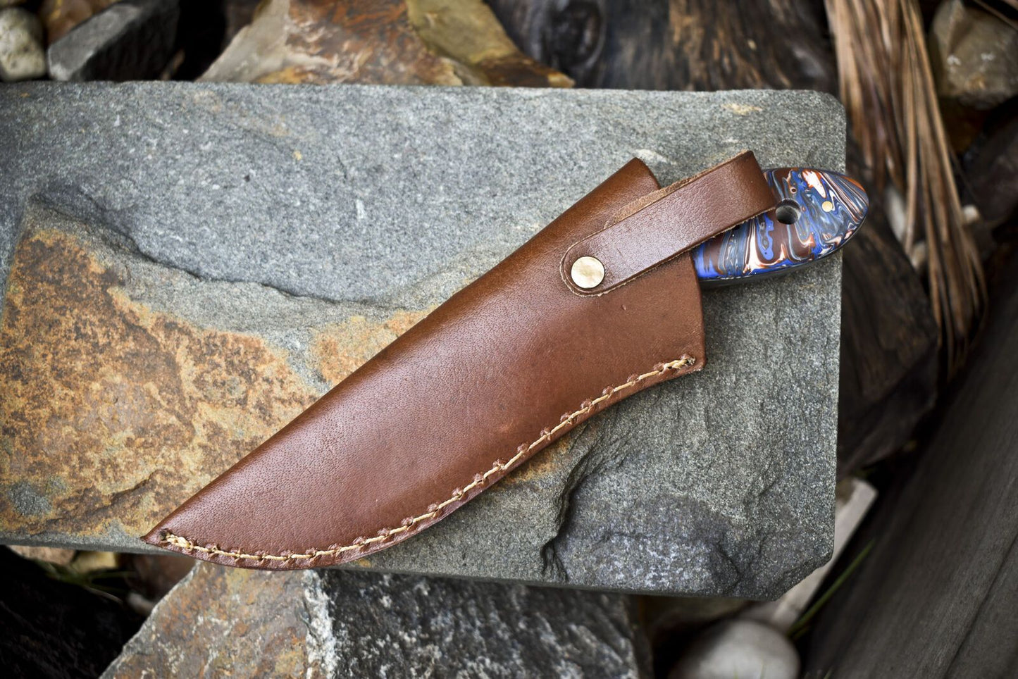 Limited Edition Forged Twist Damascus Skinner Knife Micarta Handle Gift