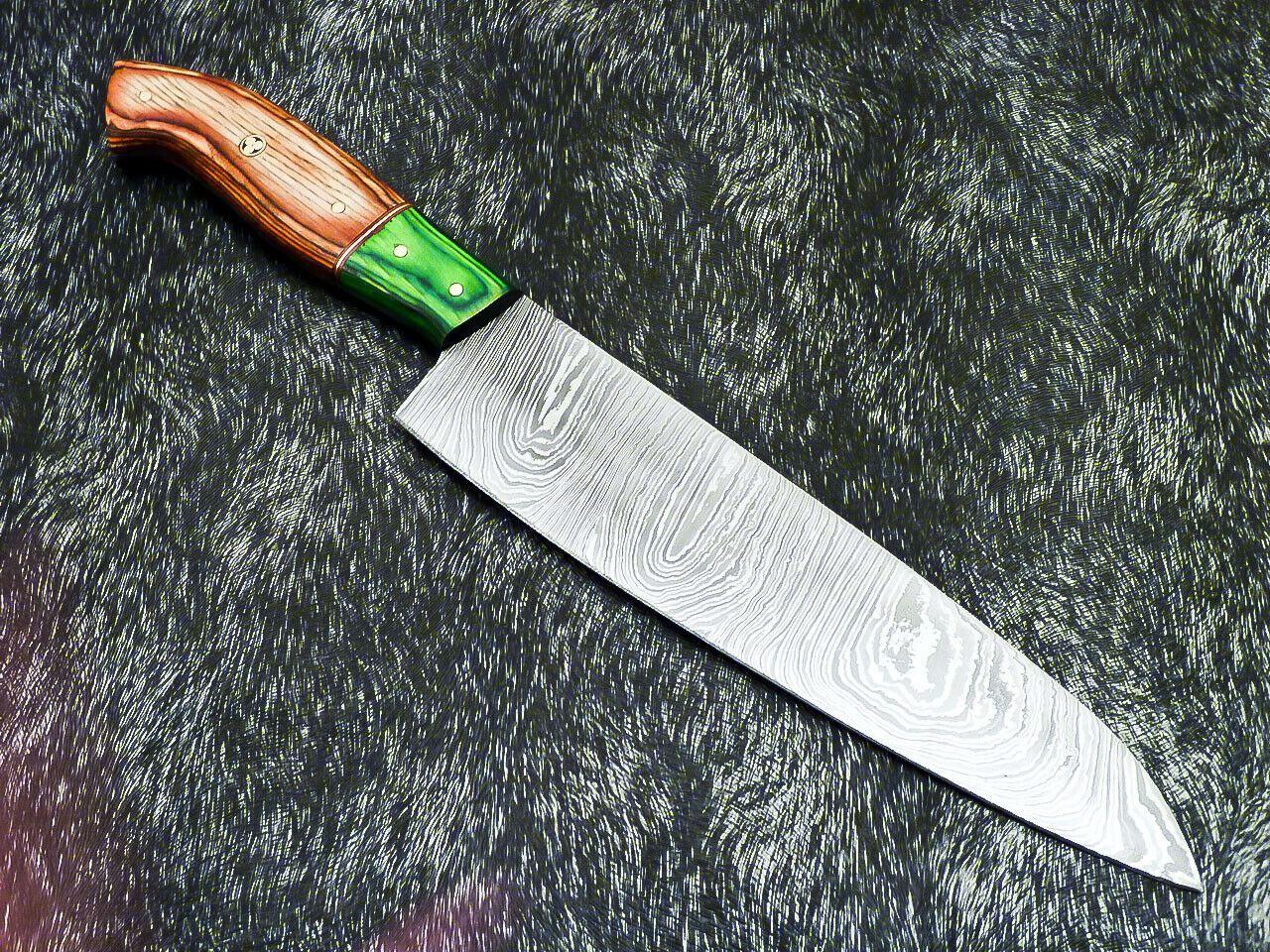 13.0" Professional Handmade Chef Knife – Damascus Steel Blade with Hardwood Handle