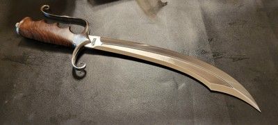 20" Handmade Custom D2 Steel Bowie Hunting Knife with Burl Wood Handle – Full Tang Fixed Blade