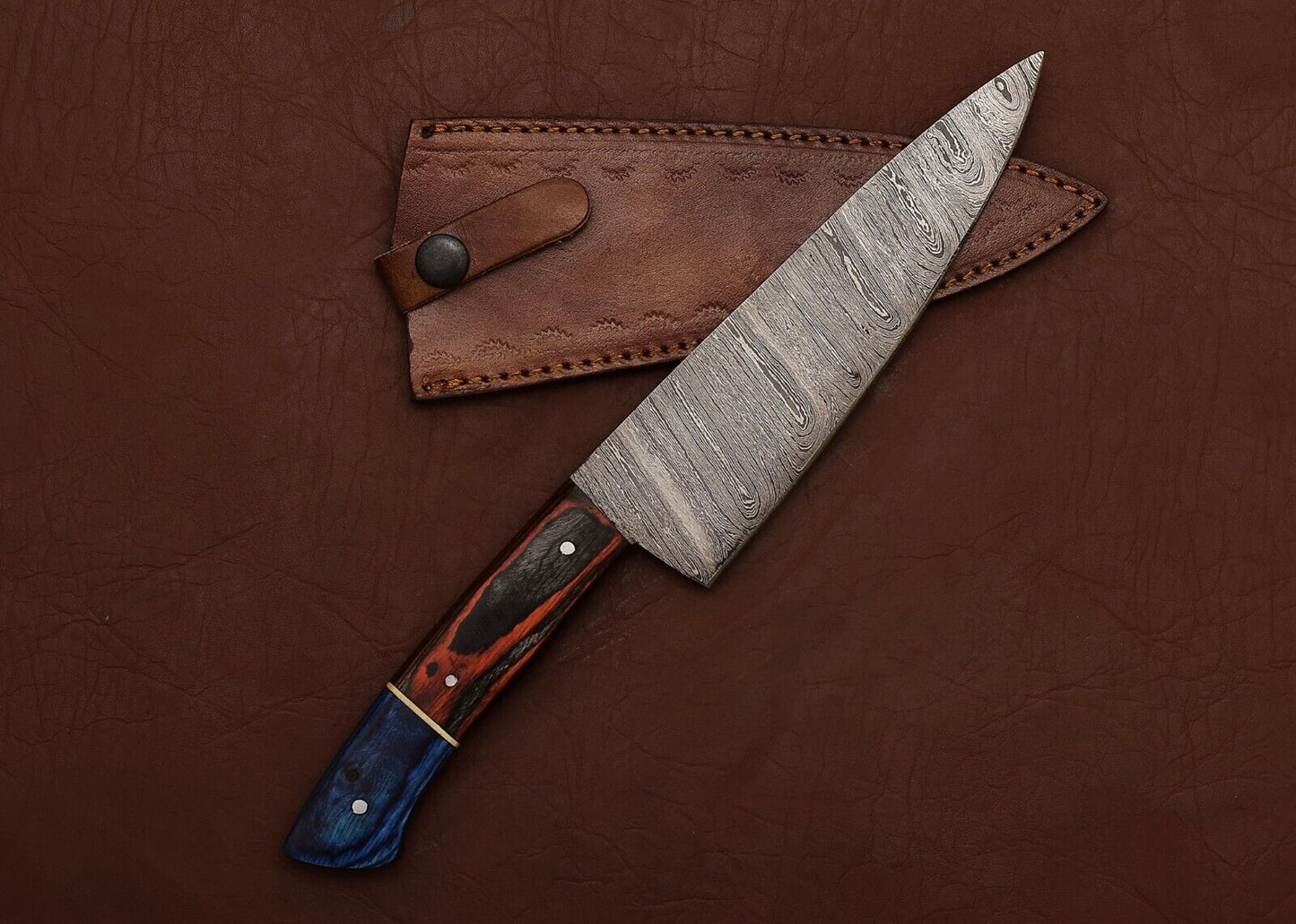 Premium Handmade Damascus Steel Chef Fillet Kitchen Knife with Pakka Wood Handle