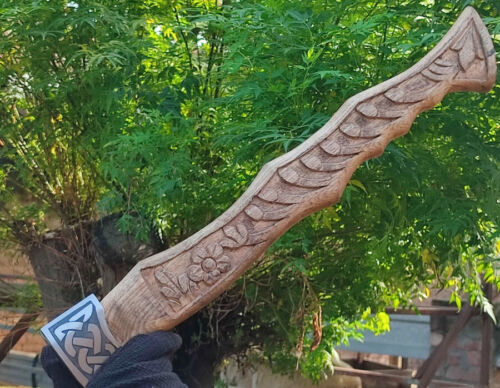 Handmade Rare Art Viking Throwing Axe 19 Inch with Carved Ashwood Handle