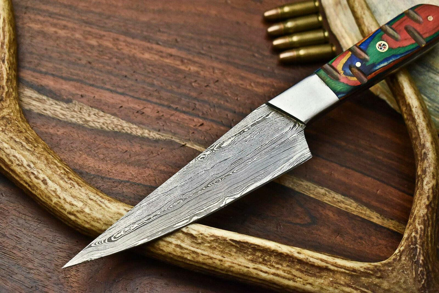Handmade Damascus Steel Chef Knife – Full Tang Kitchen Knife with Wooden Handle