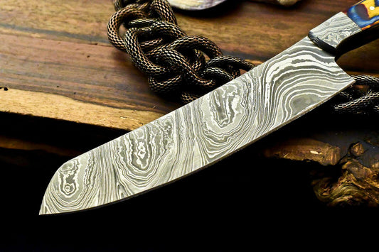 Hand Forged Damascus Steel Hunting & Professional Chef Knife – Hard Wood Handle