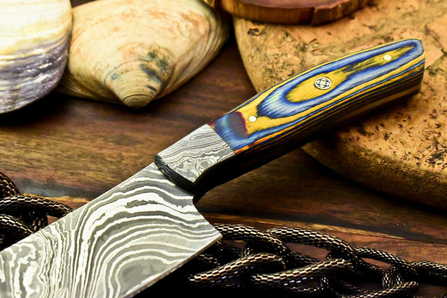 Hand Forged Damascus Steel Hunting & Professional Chef Knife – Hard Wood Handle